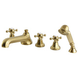 Metropolitan Three-Handle 5-Hole Deck Mount Roman Tub Faucet with Hand Shower