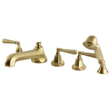 Metropolitan Three-Handle 5-Hole Deck Mount Roman Tub Faucet with Hand Shower