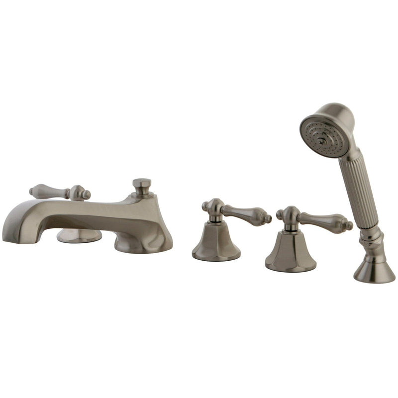 Metropolitan Three-Handle 5-Hole Deck Mount Roman Tub Faucet with Hand Shower