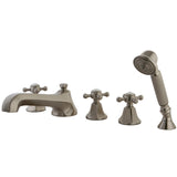 Metropolitan Three-Handle 5-Hole Deck Mount Roman Tub Faucet with Hand Shower
