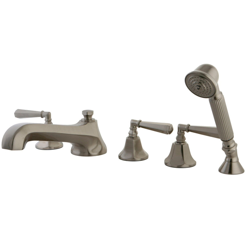 Metropolitan Three-Handle 5-Hole Deck Mount Roman Tub Faucet with Hand Shower