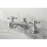 Metropolitan Two-Handle 3-Hole Deck Mount Widespread Bathroom Faucet with Brass Pop-Up Drain