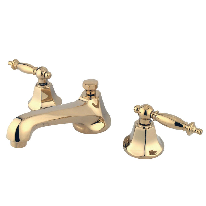 Metropolitan Two-Handle 3-Hole Deck Mount Widespread Bathroom Faucet with Brass Pop-Up