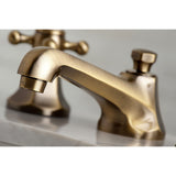 Metropolitan Two-Handle 3-Hole Deck Mount Widespread Bathroom Faucet with Brass Pop-Up Drain