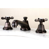 Essex Two-Handle 3-Hole Deck Mount Widespread Bathroom Faucet with Brass Pop-Up