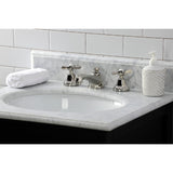 Essex Two-Handle 3-Hole Deck Mount Widespread Bathroom Faucet with Brass Pop-Up