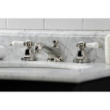 Bel-Air Two-Handle 3-Hole Deck Mount Widespread Bathroom Faucet with Brass Pop-Up Drain
