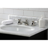 Bel-Air Two-Handle 3-Hole Deck Mount Widespread Bathroom Faucet with Brass Pop-Up Drain