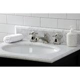 Metropolitan Two-Handle 3-Hole Deck Mount Widespread Bathroom Faucet with Brass Pop-Up Drain