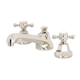 Metropolitan Two-Handle 3-Hole Deck Mount Widespread Bathroom Faucet with Brass Pop-Up Drain