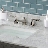 Metropolitan Two-Handle 3-Hole Deck Mount Widespread Bathroom Faucet with Brass Pop-Up
