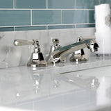 Metropolitan Two-Handle 3-Hole Deck Mount Widespread Bathroom Faucet with Brass Pop-Up
