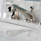 Metropolitan Two-Handle 3-Hole Deck Mount Widespread Bathroom Faucet with Brass Pop-Up