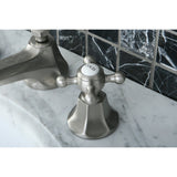 Metropolitan Two-Handle 3-Hole Deck Mount Widespread Bathroom Faucet with Brass Pop-Up Drain