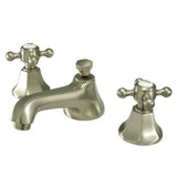 Metropolitan Two-Handle 3-Hole Deck Mount Widespread Bathroom Faucet with Brass Pop-Up Drain
