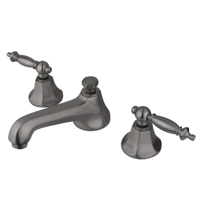 Metropolitan Two-Handle 3-Hole Deck Mount Widespread Bathroom Faucet with Brass Pop-Up Drain