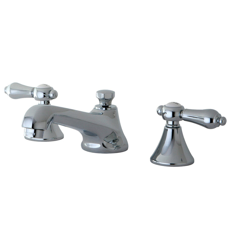 Two-Handle 3-Hole Deck Mount Widespread Bathroom Faucet with Brass Pop-Up Drain