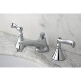 Two-Handle 3-Hole Deck Mount Widespread Bathroom Faucet with Brass Pop-Up