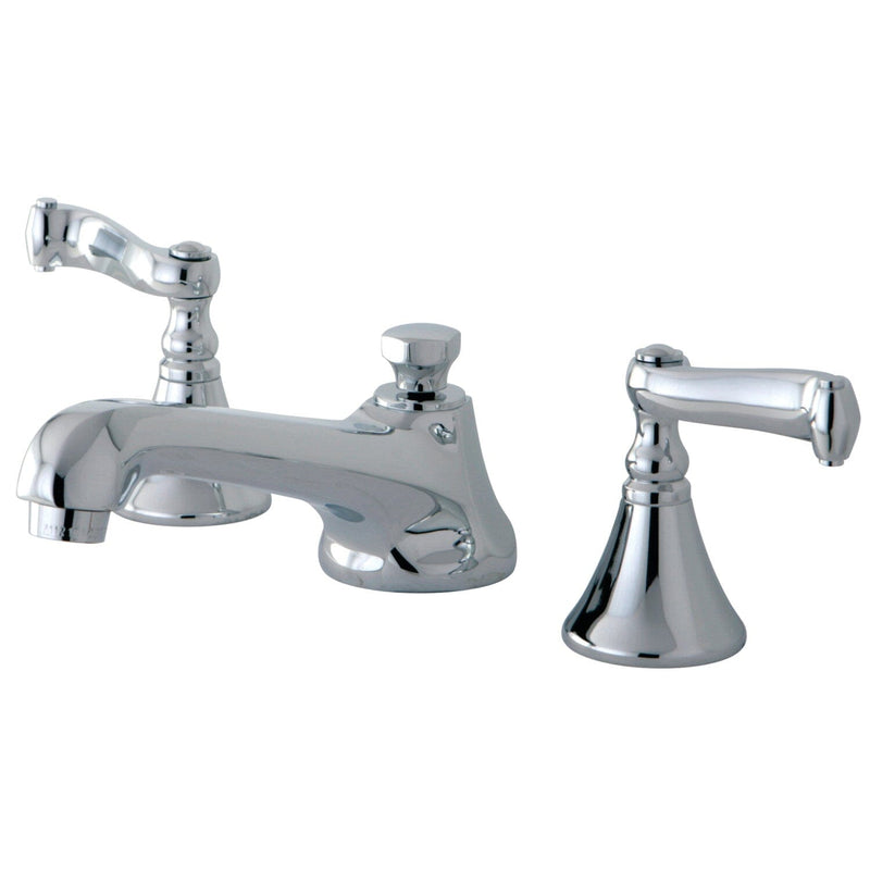 Two-Handle 3-Hole Deck Mount Widespread Bathroom Faucet with Brass Pop-Up
