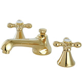 Two-Handle 3-Hole Deck Mount Widespread Bathroom Faucet with Brass Pop-Up