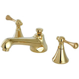 Two-Handle 3-Hole Deck Mount Widespread Bathroom Faucet with Brass Pop-Up