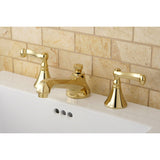 Two-Handle 3-Hole Deck Mount Widespread Bathroom Faucet with Brass Pop-Up