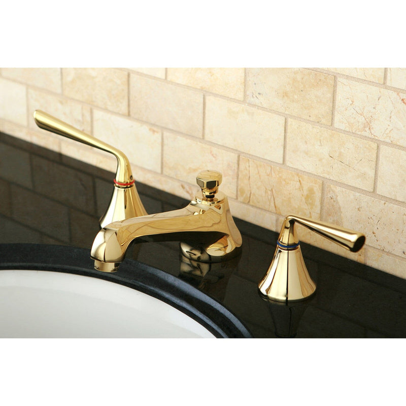 Two-Handle 3-Hole Deck Mount Widespread Bathroom Faucet with Brass Pop-Up