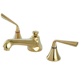 Two-Handle 3-Hole Deck Mount Widespread Bathroom Faucet with Brass Pop-Up