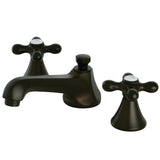Two-Handle 3-Hole Deck Mount Widespread Bathroom Faucet with Brass Pop-Up