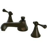 Two-Handle 3-Hole Deck Mount Widespread Bathroom Faucet with Brass Pop-Up