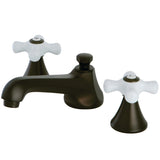 Two-Handle 3-Hole Deck Mount Widespread Bathroom Faucet with Brass Pop-Up