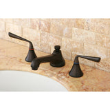 Two-Handle 3-Hole Deck Mount Widespread Bathroom Faucet with Brass Pop-Up
