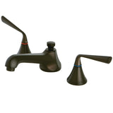 Two-Handle 3-Hole Deck Mount Widespread Bathroom Faucet with Brass Pop-Up