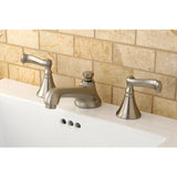 Two-Handle 3-Hole Deck Mount Widespread Bathroom Faucet with Brass Pop-Up