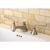 Two-Handle 3-Hole Deck Mount Widespread Bathroom Faucet with Brass Pop-Up