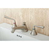 Two-Handle 3-Hole Deck Mount Widespread Bathroom Faucet with Brass Pop-Up