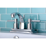 Concord Double-Handle 3-Hole Deck Mount 4-Inch Centerset Bathroom Faucet with Brass Pop-Up