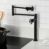 Webb Two-Handle 1-Hole Deck Mount Pot Filler Faucet with Knurled Handle