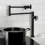 Webb Two-Handle 1-Hole Deck Mount Pot Filler Faucet with Knurled Handle