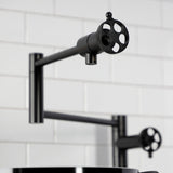 Webb Two-Handle 1-Hole Deck Mount Pot Filler Faucet with Knurled Handle