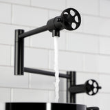 Webb Two-Handle 1-Hole Deck Mount Pot Filler Faucet with Knurled Handle