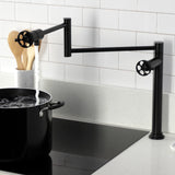 Webb Two-Handle 1-Hole Deck Mount Pot Filler Faucet with Knurled Handle
