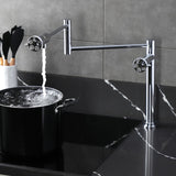 Webb Two-Handle 1-Hole Deck Mount Pot Filler Faucet with Knurled Handle