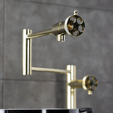 Webb Two-Handle 1-Hole Deck Mount Pot Filler Faucet with Knurled Handle