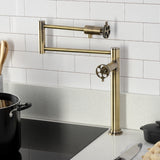 Webb Two-Handle 1-Hole Deck Mount Pot Filler Faucet with Knurled Handle