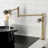 Webb Two-Handle 1-Hole Deck Mount Pot Filler Faucet with Knurled Handle