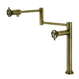 Webb Two-Handle 1-Hole Deck Mount Pot Filler Faucet with Knurled Handle