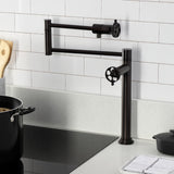 Webb Two-Handle 1-Hole Deck Mount Pot Filler Faucet with Knurled Handle
