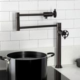 Webb Two-Handle 1-Hole Deck Mount Pot Filler Faucet with Knurled Handle