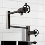 Webb Two-Handle 1-Hole Deck Mount Pot Filler Faucet with Knurled Handle
